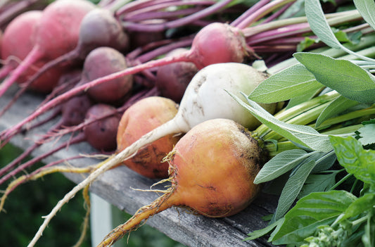 Air-fried Golden Beets with Garlic Labneh