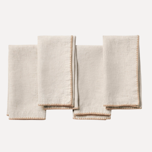 Embroidered Organic Linen Napkins